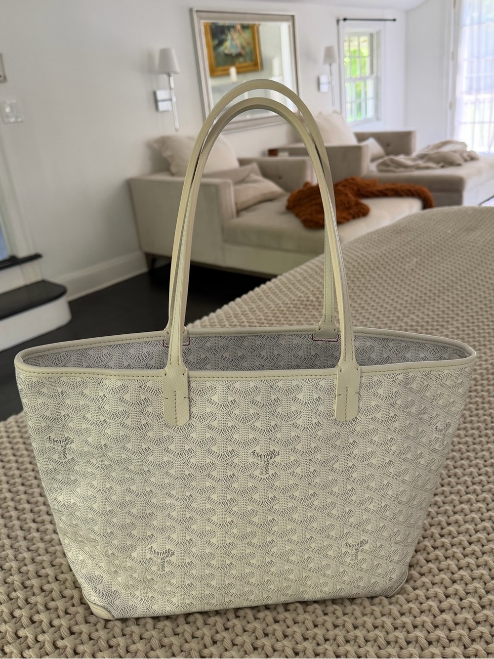 Goyard White Patterned Tote